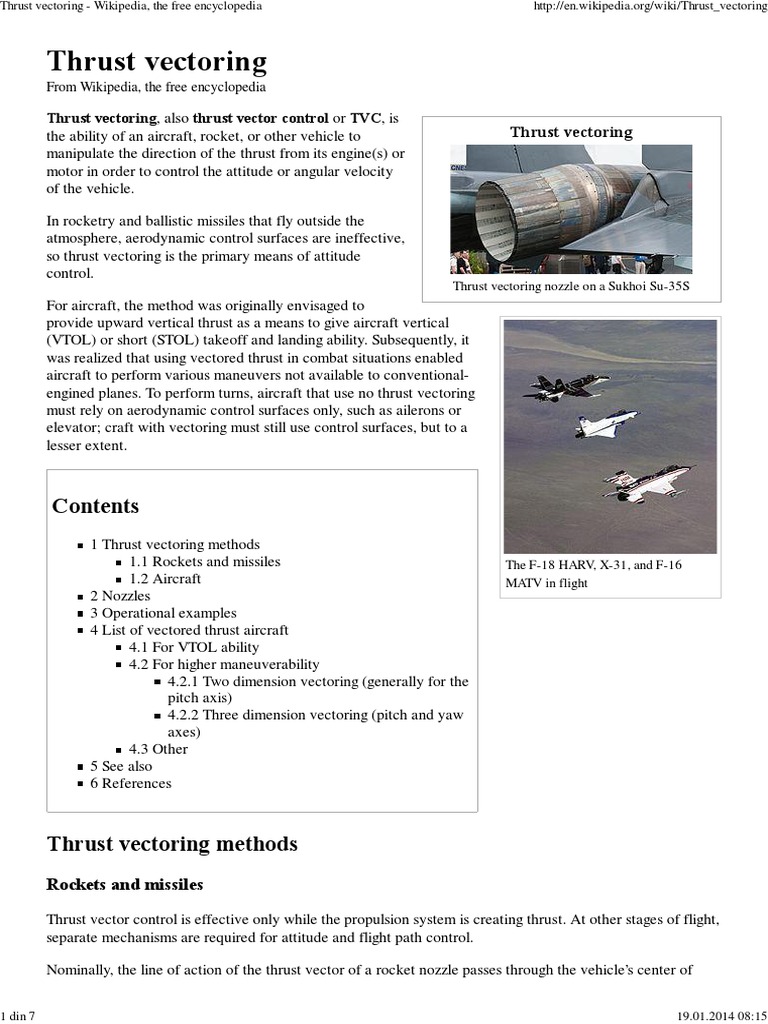 Thrust Vectoring Wikipedia, The Free Encyclopedia PDF Aerospace