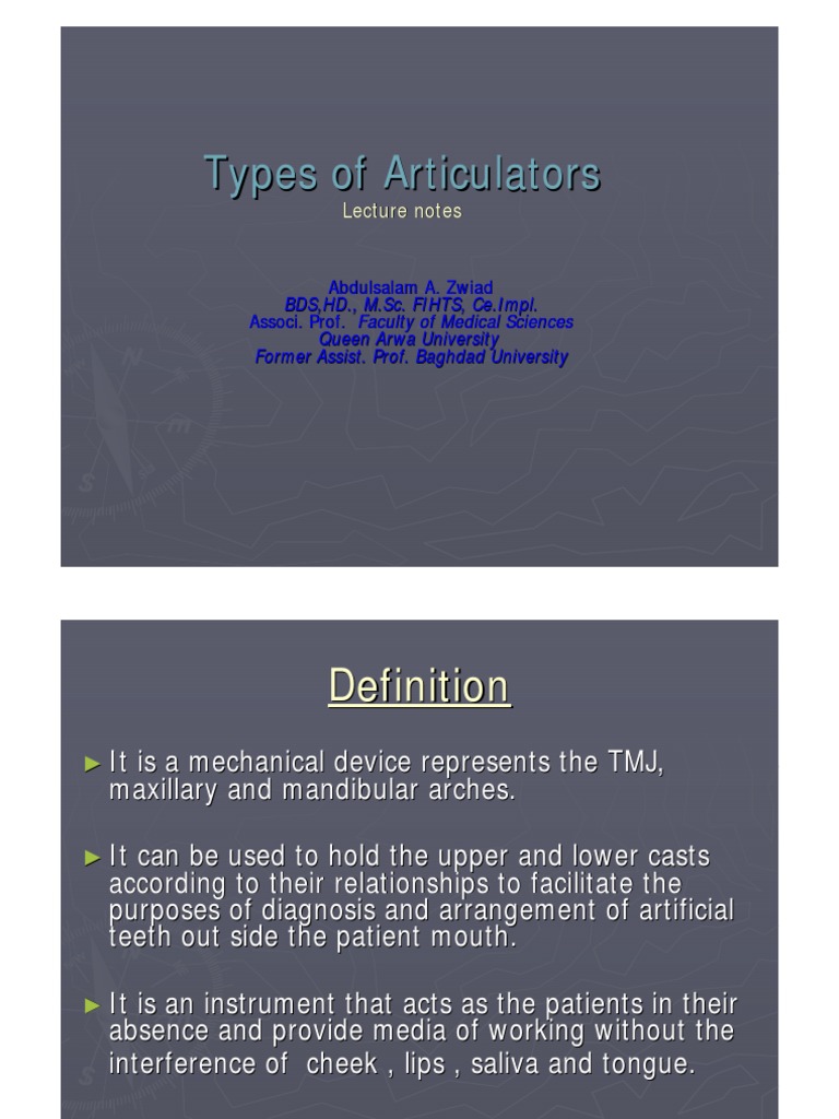 Types of Articulators PDF