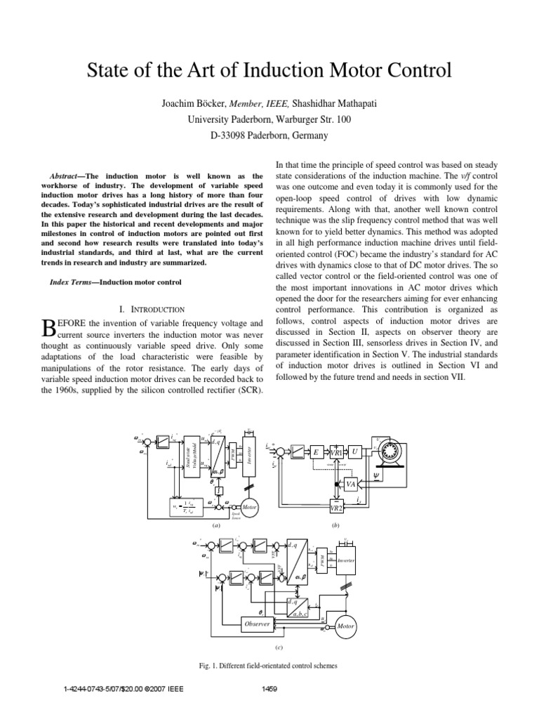 State of The Art of Induction Motor Control | PDF | Control Theory | Force
