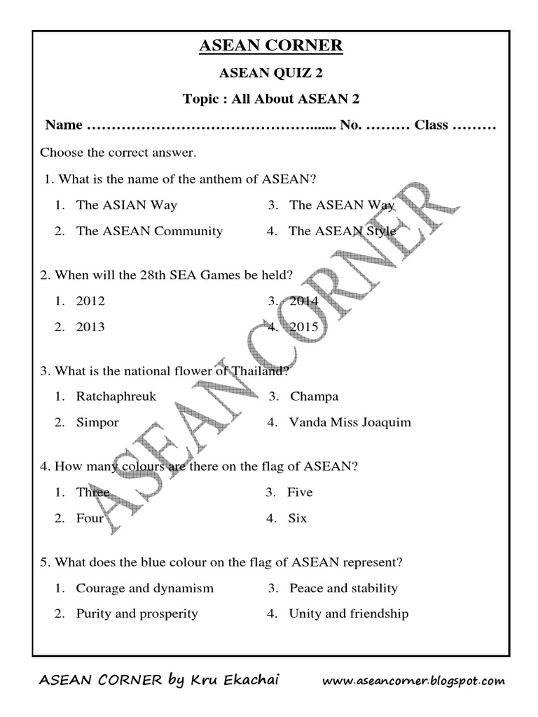 Asean Quiz 2 | PDF