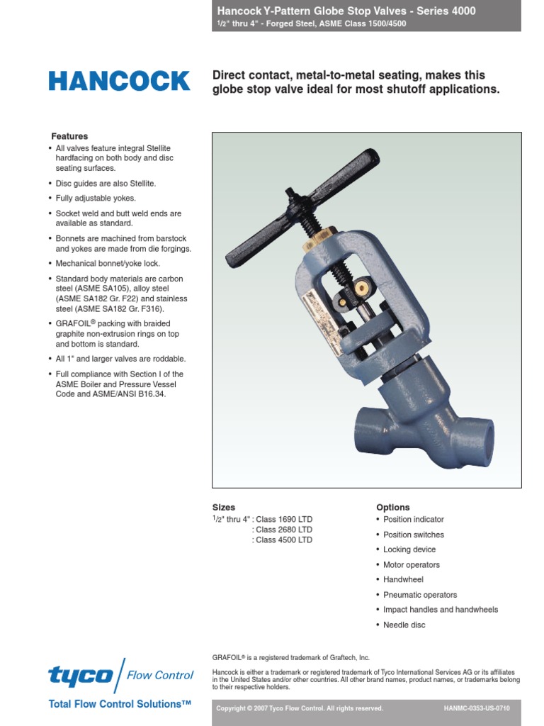 Hancock Type 4000 y Valve Actuator Free 30day Trial Scribd