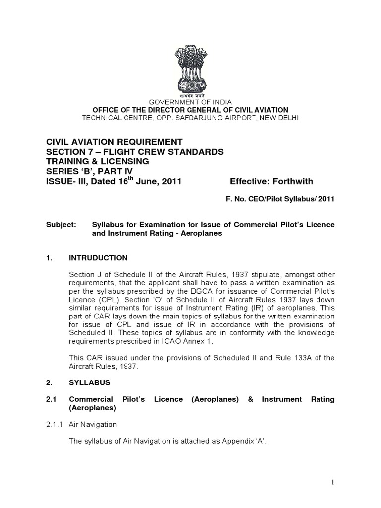DGCA Written Syllabus | PDF