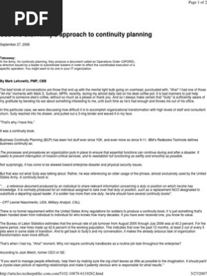 Continuity Planning