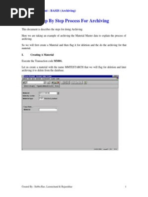 Step by Step Procedure for Archiving