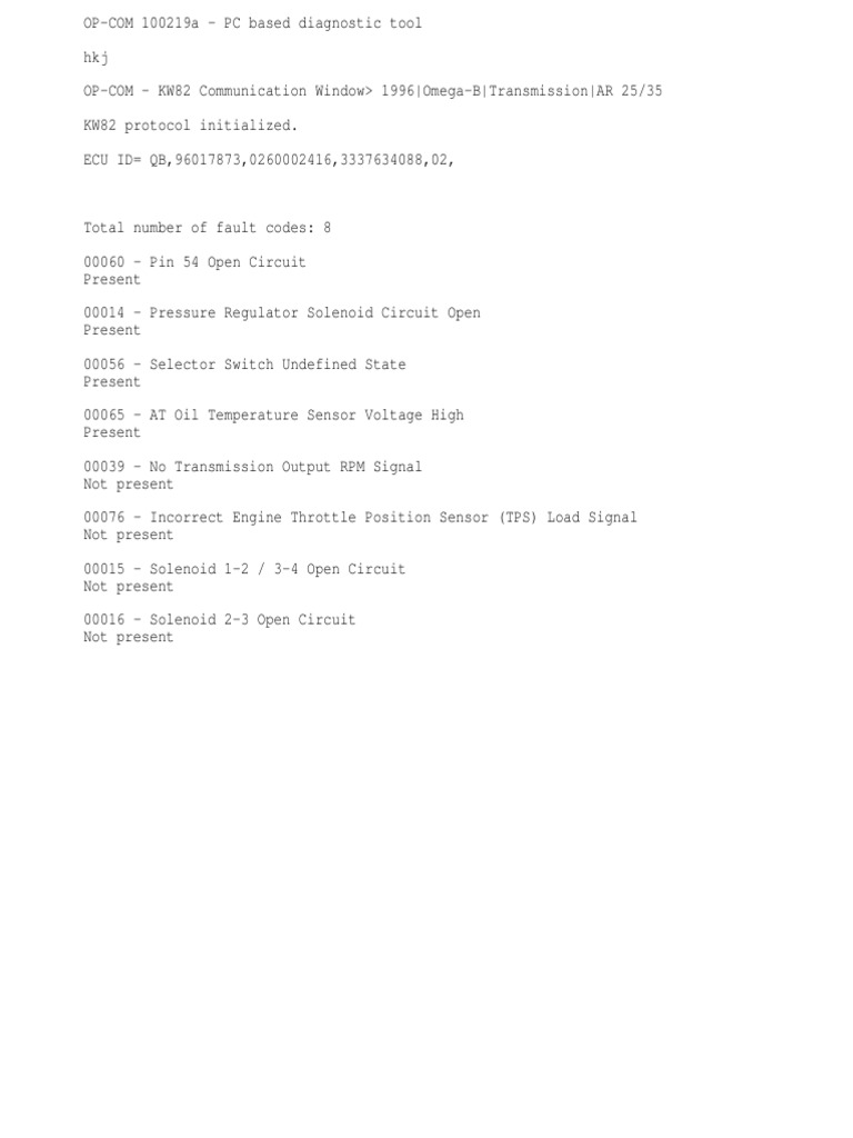 OP-COM Diagnostic Tool Fault Codes | PDF