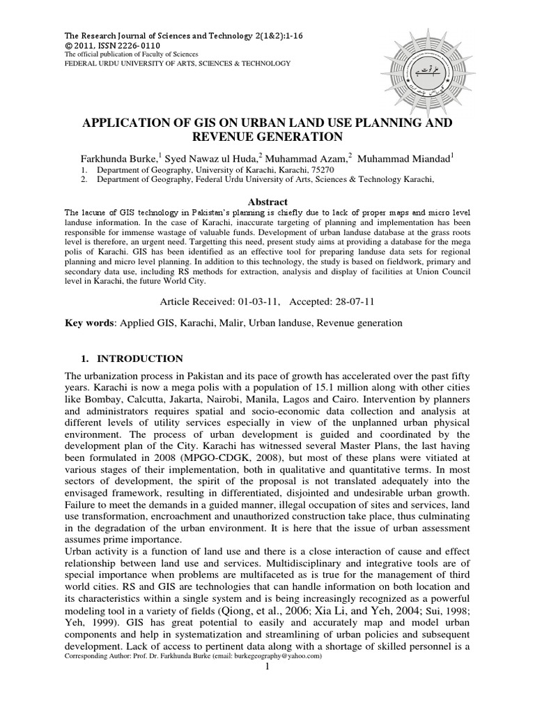 Application of Gis On Urban Land Use Planning and Revenue Generation ...