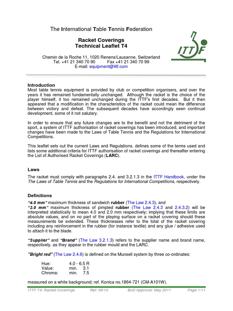 T4 Racket Coverings BoD2011 PDF Blade Adhesive