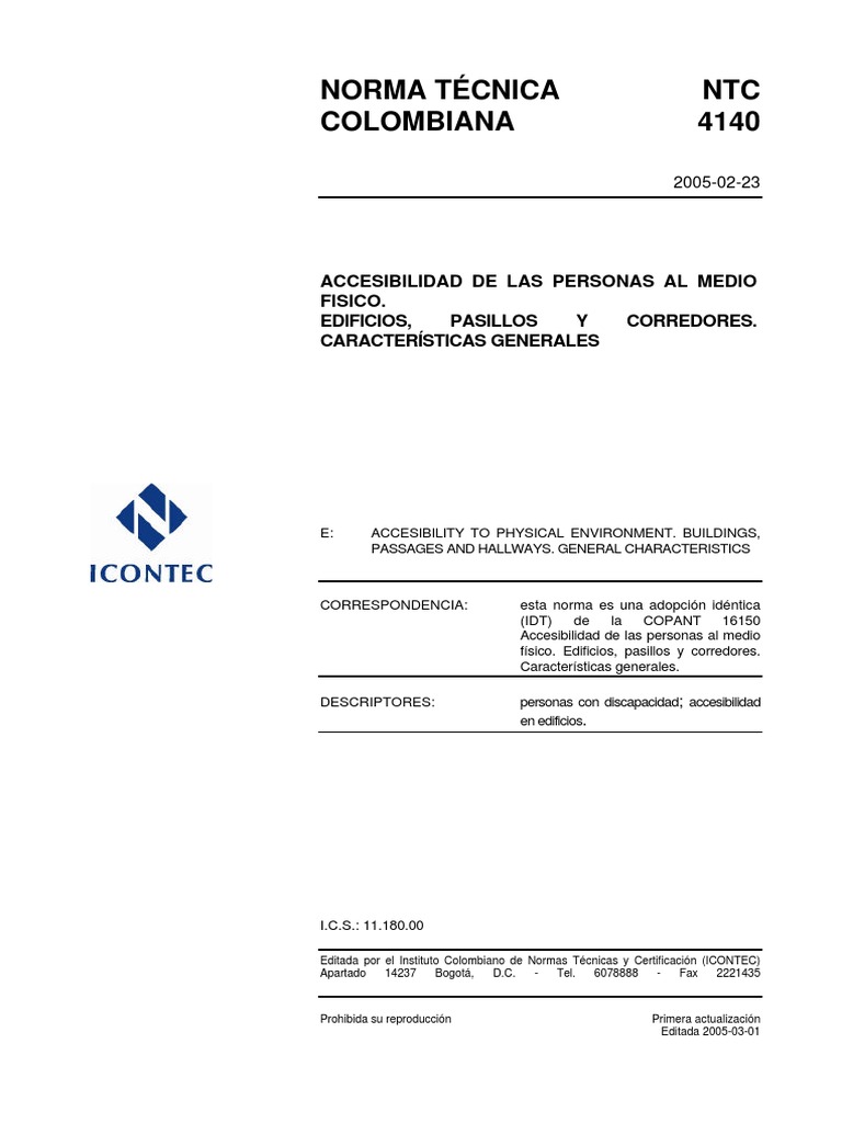 NTC 4140: Accesibilidad en Edificios | PDF | Ciencia y Tecnología ...