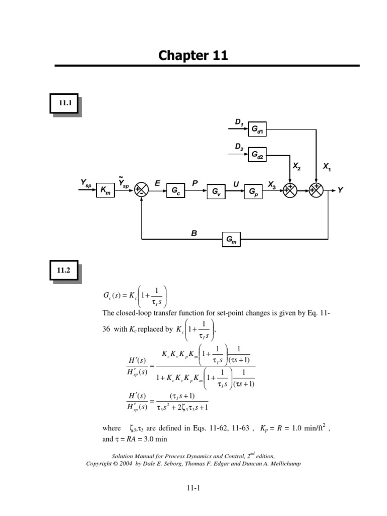 Process Dynamics and Control, Ch. 11 Solution Manual PDF Stability