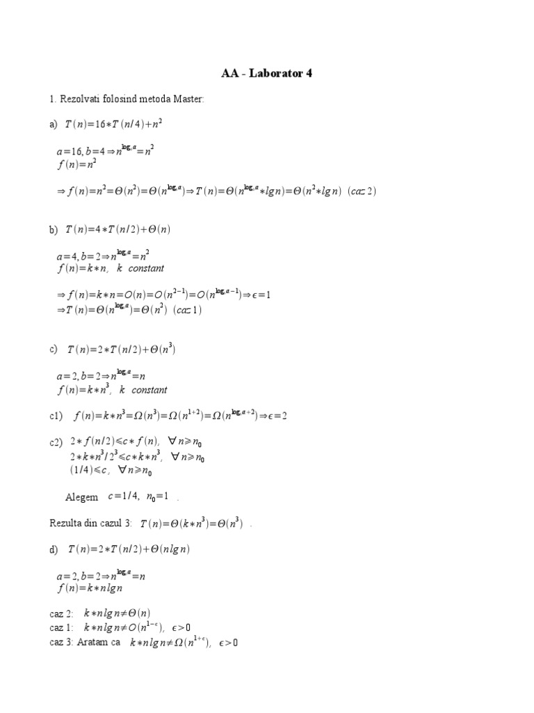 Master Method Recurrence Solutions | PDF