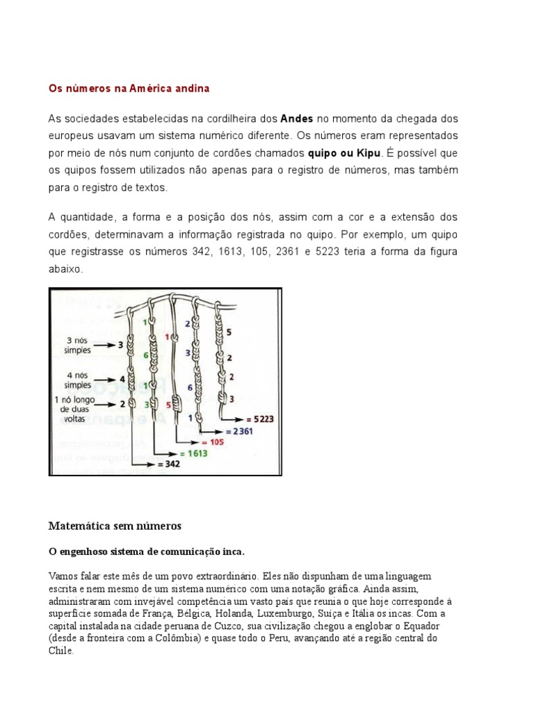 Quipos: O Sistema Numérico Inca | PDF | Império Inca | Science