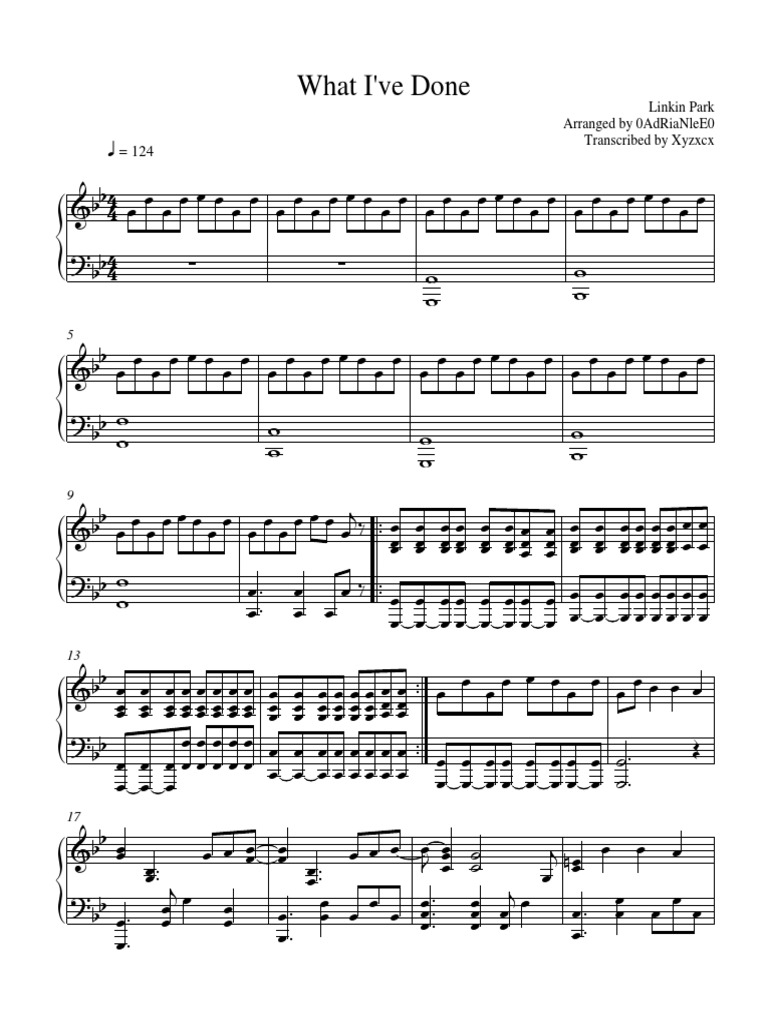 What I'Ve Done: Linkin Park Arranged By 0Adrianlee0 Transcribed By Xyzxcx
