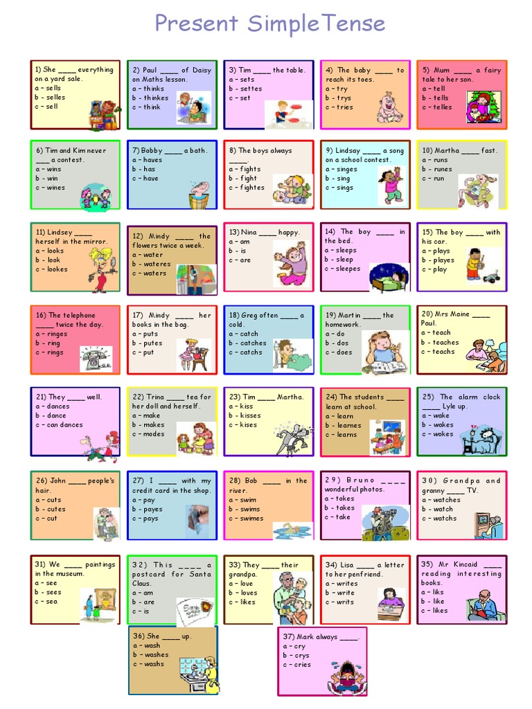 Present Simple Multiple Choice Test | PDF | Home & Garden
