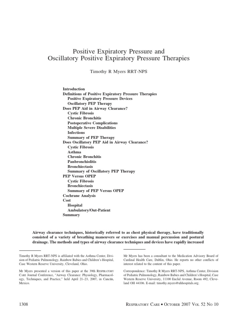 Positive Expiratory Pressure and PDF | PDF | Chronic Obstructive ...