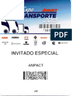 GAFETE DE INVITADO ESPECIAL EN EXPOTRANSPORTE 2013 DE ANPACT