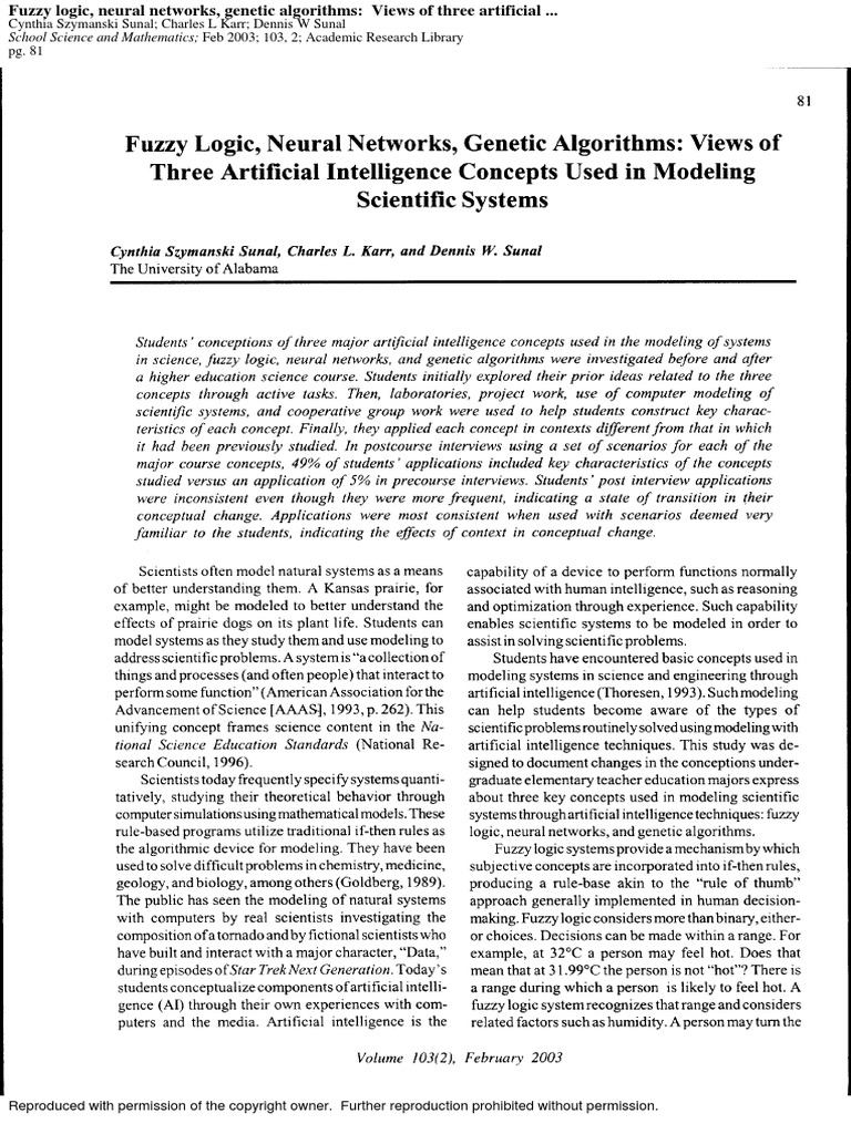 Fuzzy Logic Neural Network and Genetic Algotihms | PDF