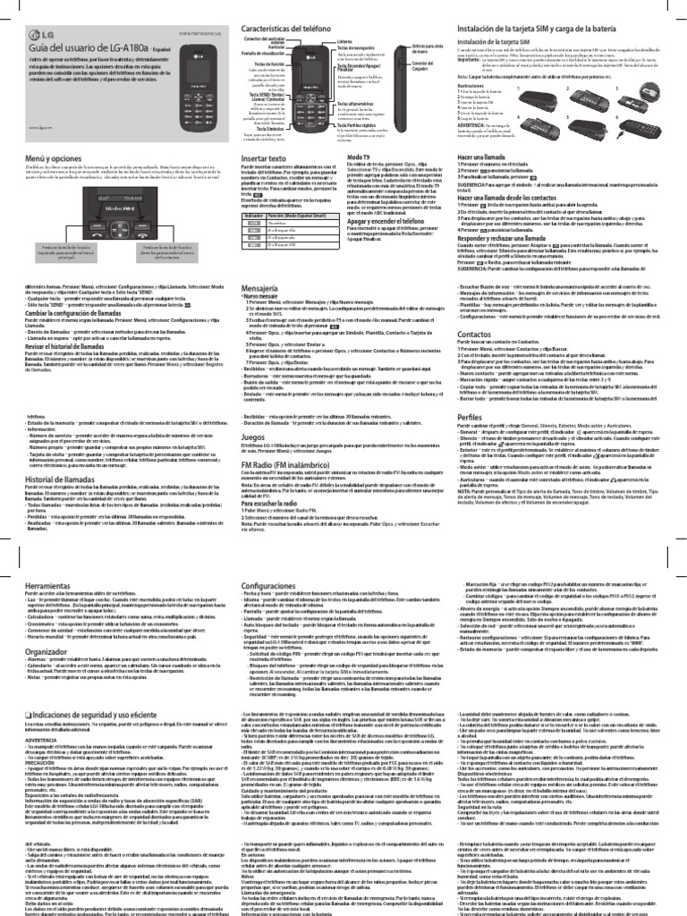 LG A180 PDF Batería (electricidad) Radio
