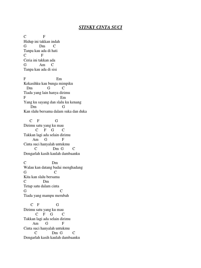 Chord Stinky Cinta Suci