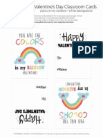You Are The Colors To My Rainbow Valentine's Day Classroom Cards - White Background