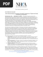 Download 2010 National Hearing Conservation Association Conference to Explore the World of Hearing Loss Prevention by Tiziani Whitmyre public relations  SN20081859 doc pdf