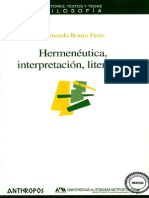 F. Romo Feito, Hermenéutica, interpretación, literatura