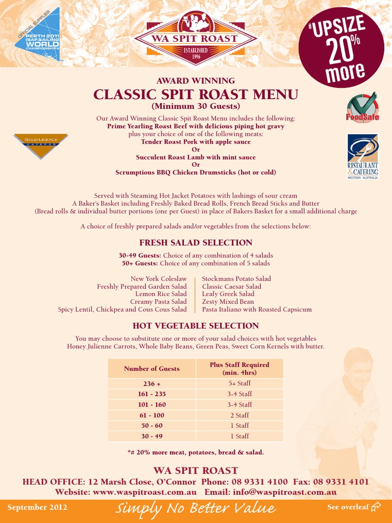 Classic Spit Roast Menu (NP) PDF Tableware Roasting