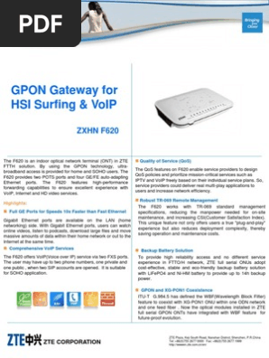 ZXHN F620 Datasheet | PDF | Voice Over Ip | Quality Of Service