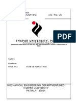 Thapar University, Patiala: Name of Company Branch / Specialisation: (Ug / PG) Ug