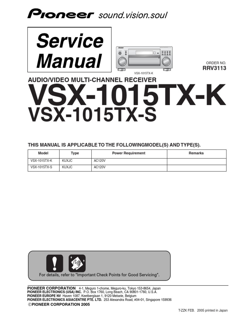 VSX-1015_RRV3113.pdf | Electrical Connector | Sound Production Technology