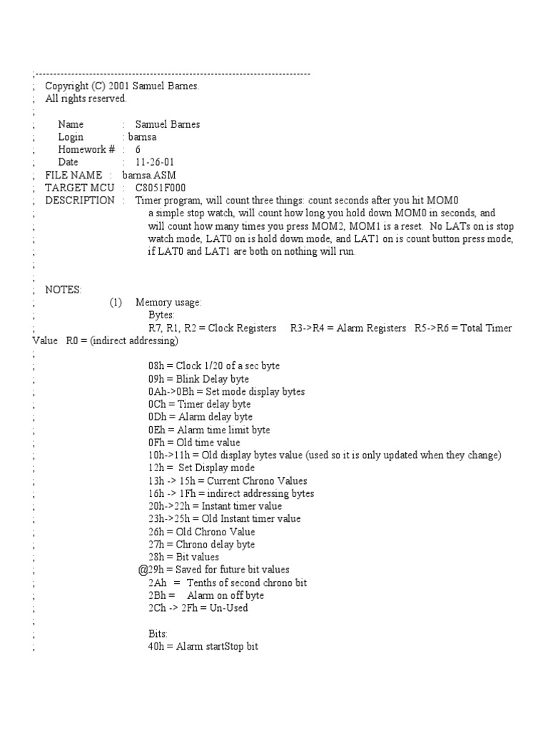 Alarm Clock Assembly Code | PDF | Digital Technology | Electronics