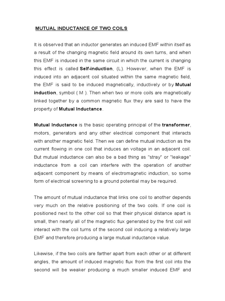 Understanding Mutual Inductance in Coils | PDF | Inductor | Inductance