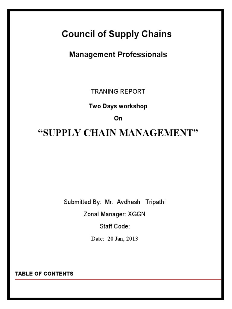 Supply Chain Management Workshop Report | PDF | Career & Growth