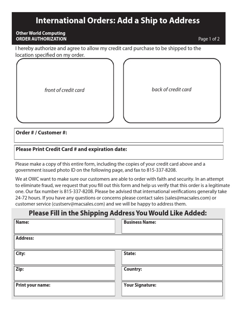 International Order Shipping Authorization | PDF | Law