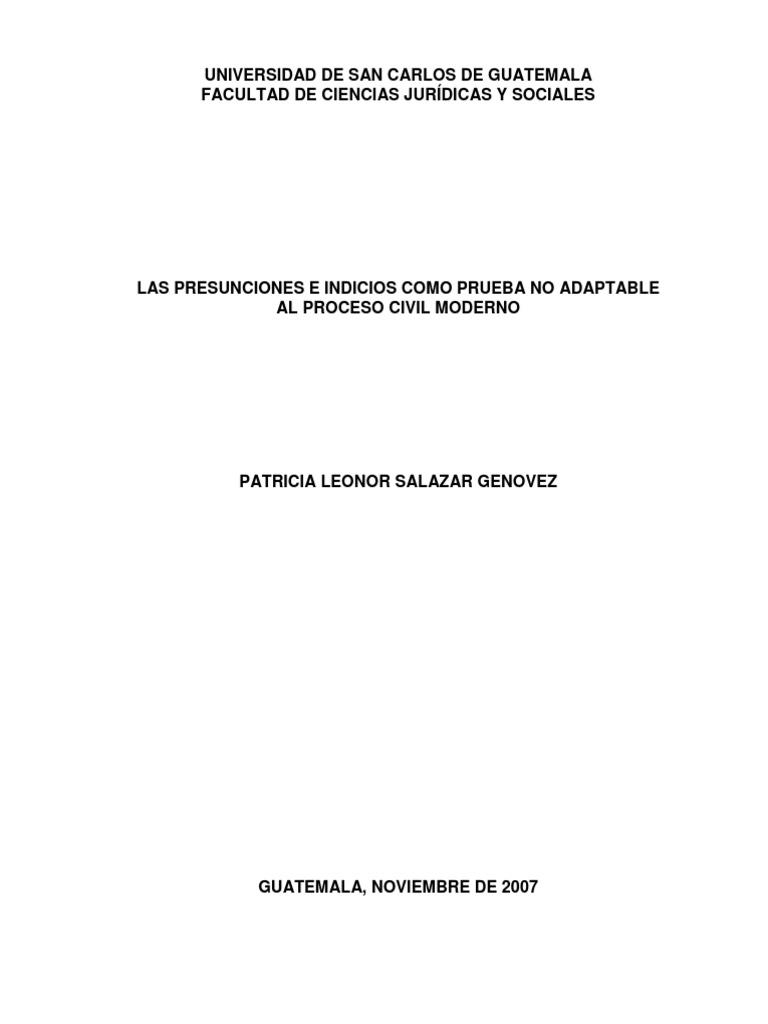 Indicios Como Prueba Pdf Evidencia Ley Ley Procesal