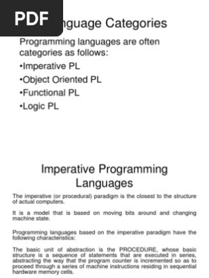 Language Categories Functional Programming Computer Program