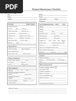 Planned Maintenance Checklist: Customer Signature/Acknowledgement