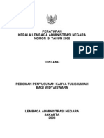 Peraturan Kepala Lembaga Administrasi Negara No. 9 Tahun 2008 Ttg. Pedoman Penyusunan KTI Bagi Wi