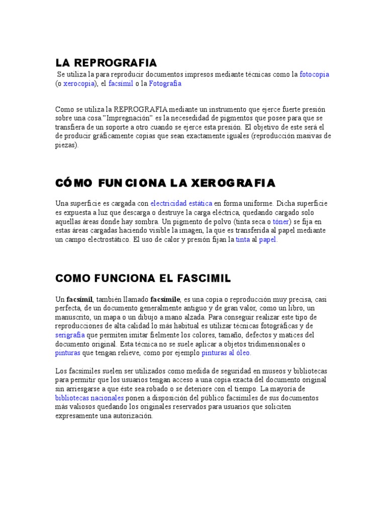 Qué es la reprografía y sus técnicas | PDF
