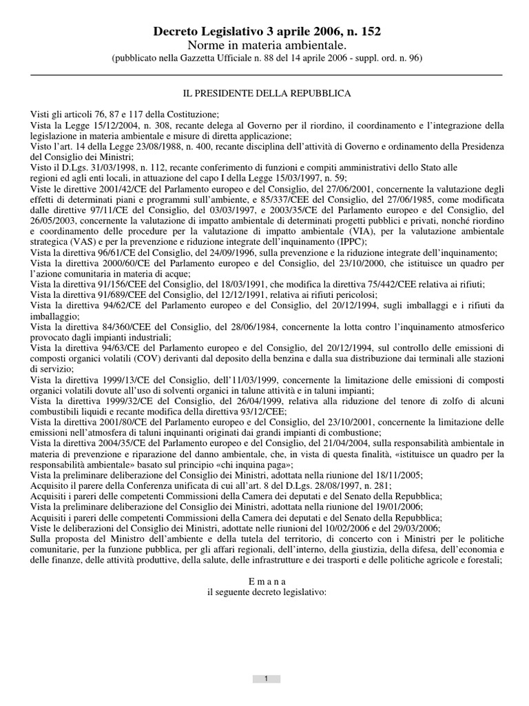 Decreto Legislativo n152 | PDF