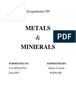 Assignments On Metals&Minierals