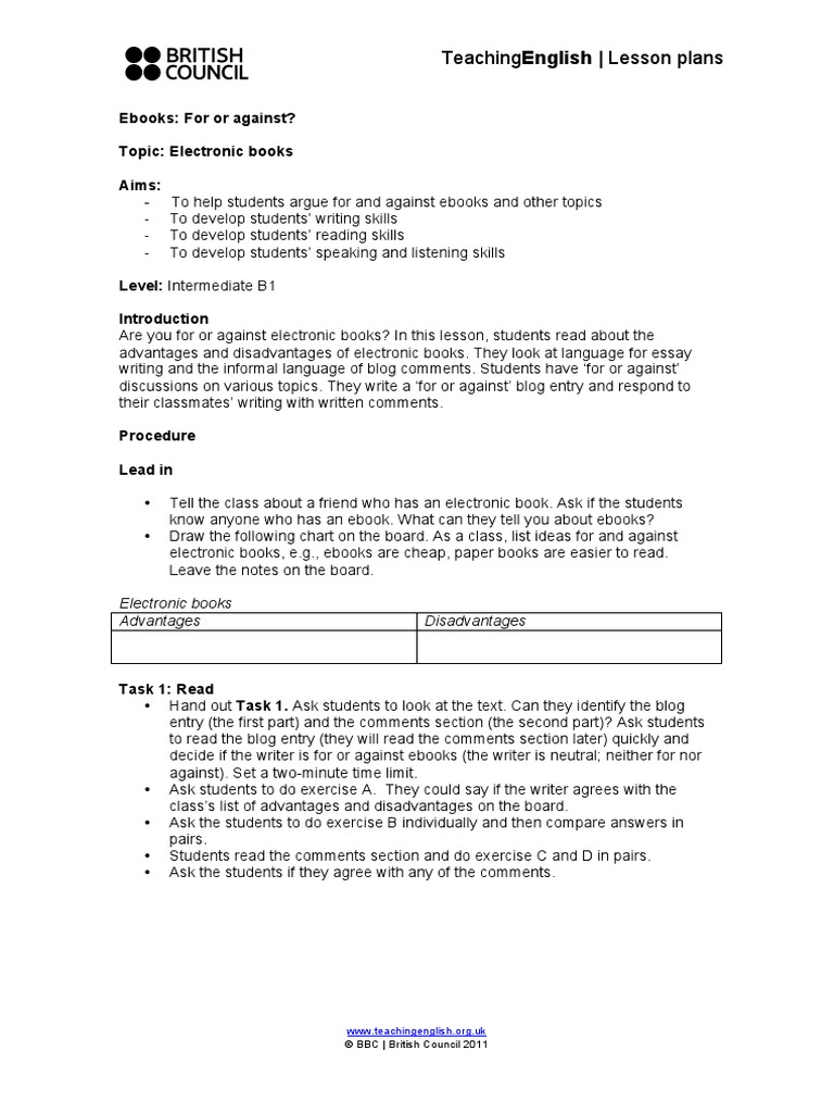 Ebooks Lesson Plan 1 E Books Books - 