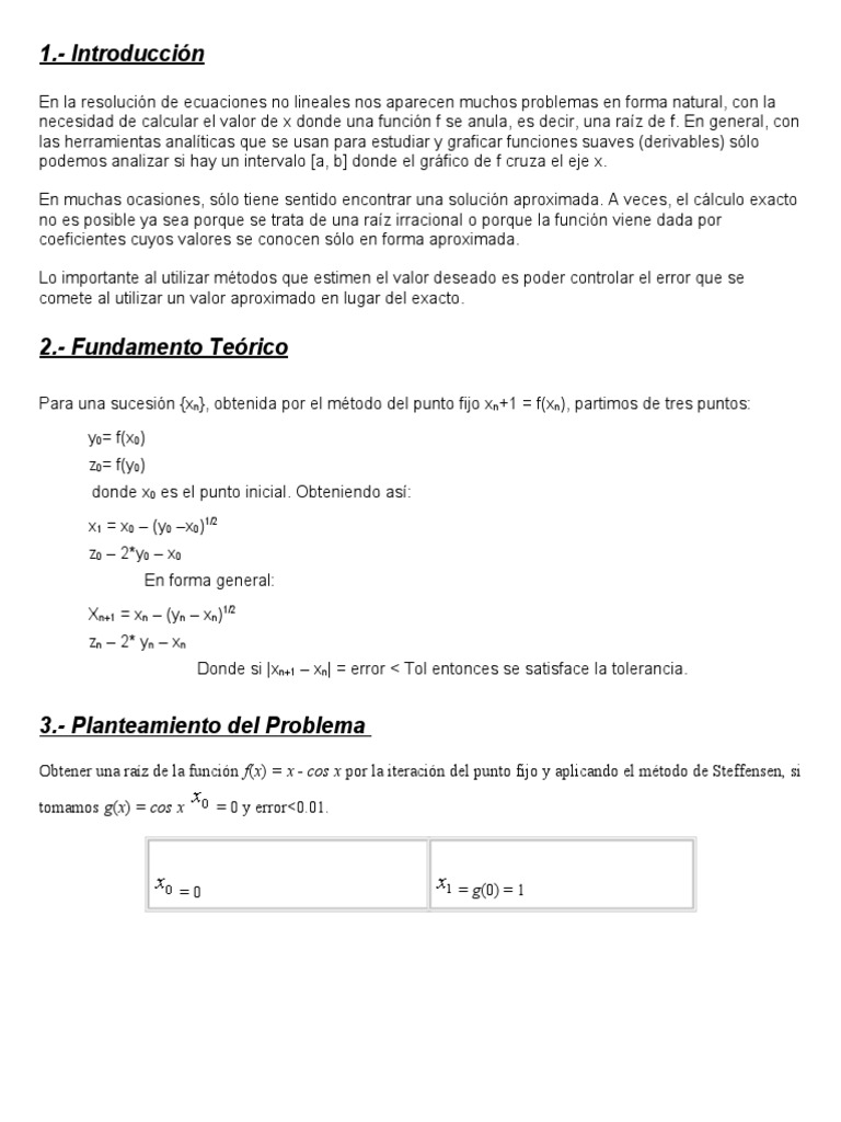 Metodo de Steffensen PDF Análisis matemático Conceptos matemáticos