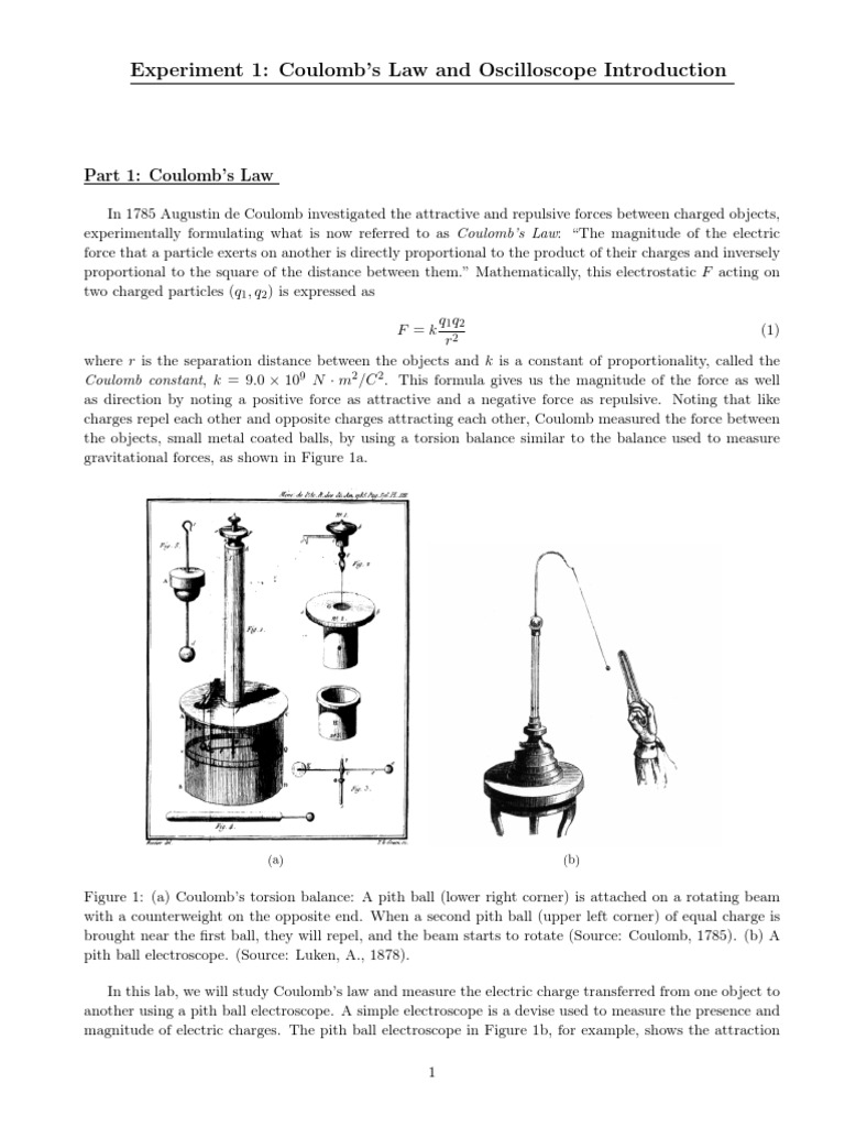 Coulomb's Law Experiment Overview | PDF | Electric Charge | Voltage