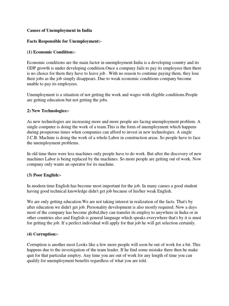 Causes of Unemployment in India | Download Free PDF | Sociology ...
