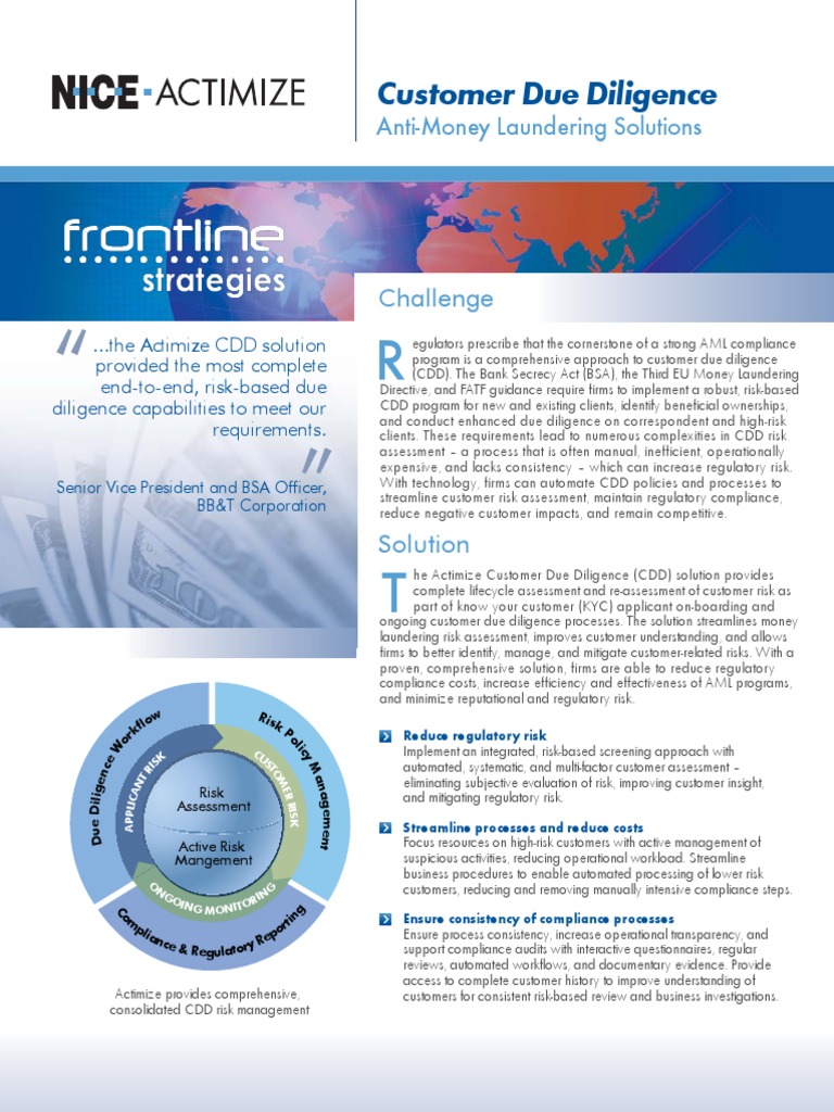 Fs Nice Actimize Brochure - Customer Due Diligence Solution | PDF ...