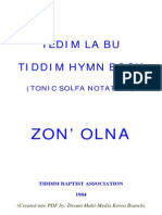 Tedim Labu (Tiddim Hymn Book) Tonic Solfa Notation