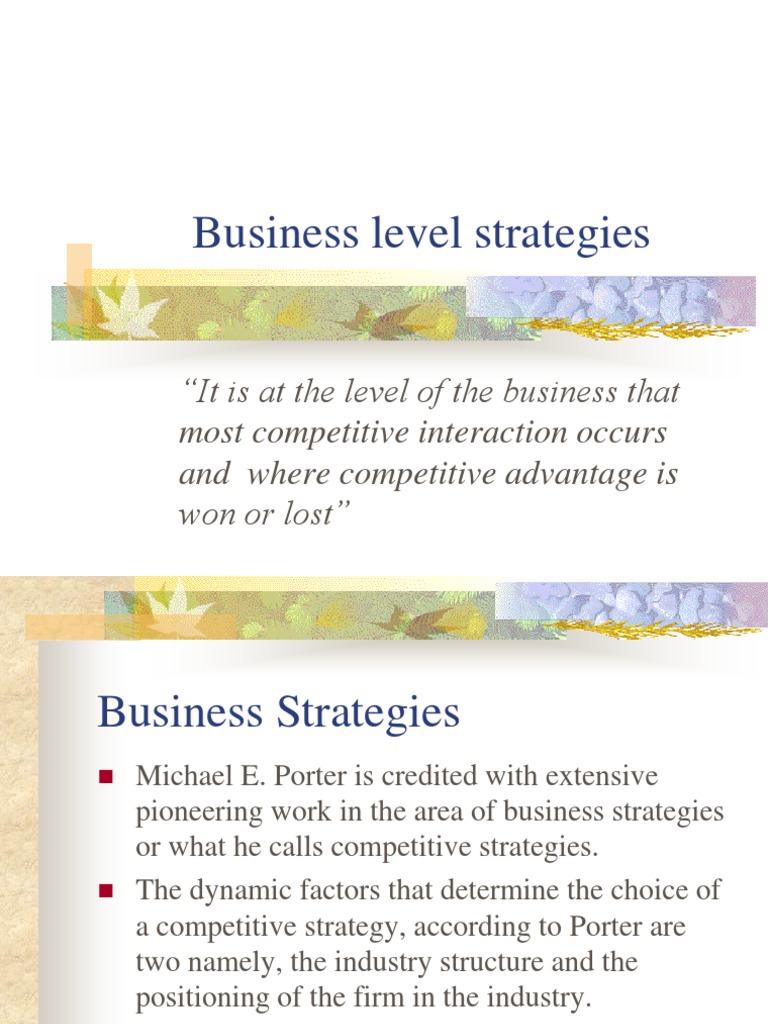 Business Level Strategy PDF Competitive Advantage Strategic