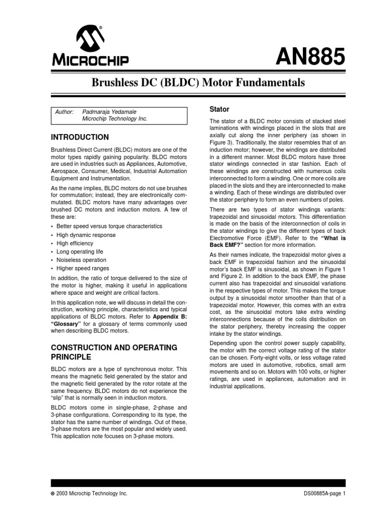 Brushless DC (BLDC) Motor Fundamentals | Download Free PDF | Electric ...
