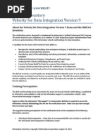 Velocity for Data Integration 9.x Skill Set Inventory