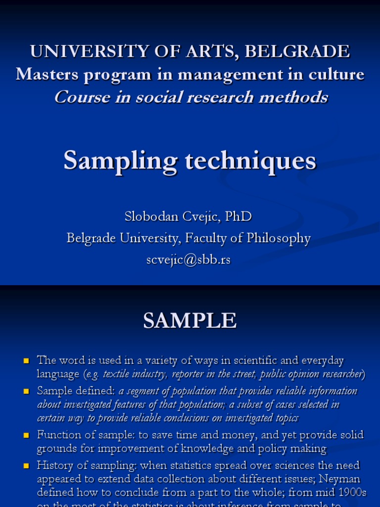Research Methods Sampling Techniques Pdf Sampling Statistics